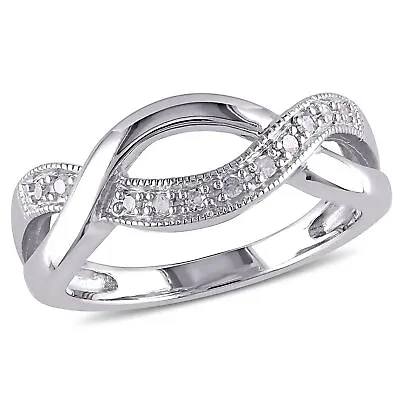 925 Sterling Silver 1/10CT Cubic Zircon Twist Infinity Ring • $254.15