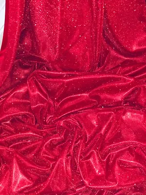 £7.99 • Buy 1 Meter Red Sparkly Glitter Stretch Moonlight Fabric 58”Wide Dress Backdrop