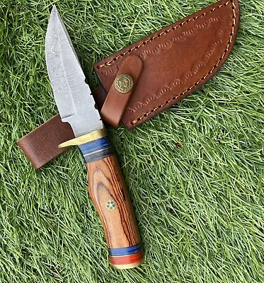 8”Handmade /Forged Damascus Steel Knife W/ Wood Handle& Sheath ZH 13/Axe/pro Max • $39.99