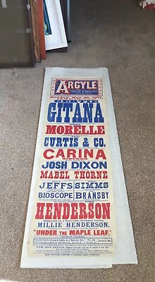 Early Music Hall Poster GERTIE GITANA 1911 Argyll Theatre Birkenhead Liverpool • £200