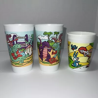 McDonalds Vintage 1990 1992 Plastic Cups Ronald McDonald Dinosaurs Golden Arches • $5.99