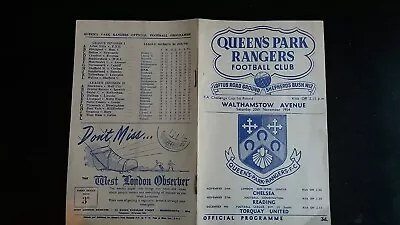 QUEENS PARK RANGERS V WALTHAMSTOW  FA CUP  20th NOVEMBER  1954/1955 • £10.99