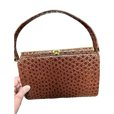 Vintage Faux Brown Crocodile Ladies Handbag • $25