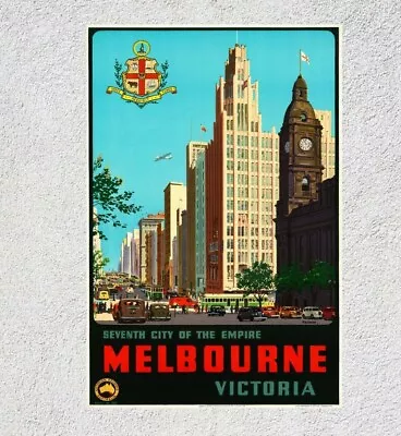 Melbourne CBD - Victoria Vintage Art Poster Print. Great Home/Shop Decor • $67.05