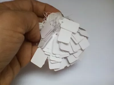 £3.49 • Buy 100 X Very Small White Card String Tie Tags Labels Retail Luggage Price