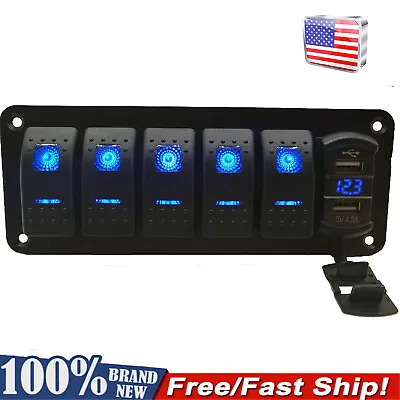 6 Gang Toggle Rocker Switch Panel Dual USB For Car Boat Marine RV Truck US Ship • $22.99