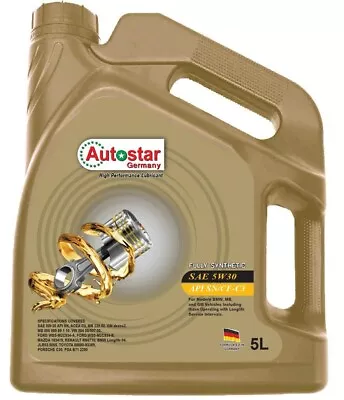 Autostar 5L Premium 5w30 Fully Synthetic Long Life Engine Oil Low Saps C3 Dexos2 • £20.80