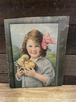 Vintage Lithograph Print Of A Little Girl And Chiclets  • $49.99