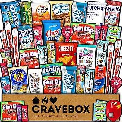 CraveBox Care Package (45 Count) Snacks Food Cookies Granola Bar Chips Candy • $38.99