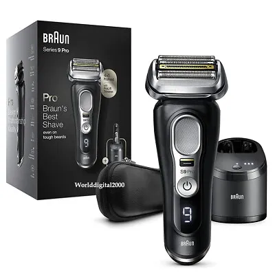 Braun 9460CC Series 9 Pro Wet Dry Shaver+CleanCharge Station+Travel Case -Black- • $693.97