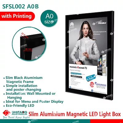 A0 Black Slimline Aluminium Magentic LED Light Box/LED Display With Printing • $700
