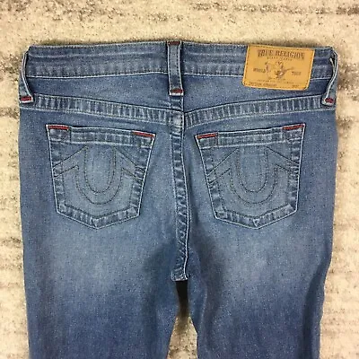 True Religion Jeans Girls Youth 16 Straight Medium Wash Blue Denim Measure 26x28 • $14.95