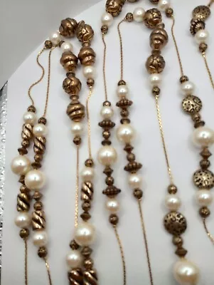 Dabby Reid 46  Station Necklace - Faux Pearls With Decorative Beads • $14.99