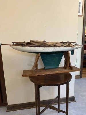$199.69 • Buy Wooden Pond Yacht Model Sailboat Sloop Boat Stand Sail Boat Antique