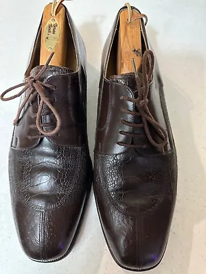 Men's Designer Moreschi Brown Leather Dress Tie Shoes Size 11 • $89