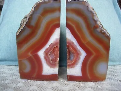 £85 • Buy Agate Book Ends With Athlete's Hand/ Heart Shape EBay Seller Over 20 Years