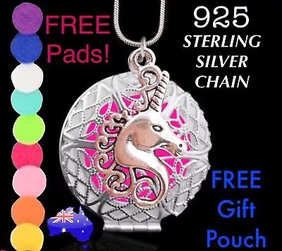 $3.70 • Buy Unicorn Aromatherapy Essential Oil Diffuser Locket 925 Sterling Silver Necklace