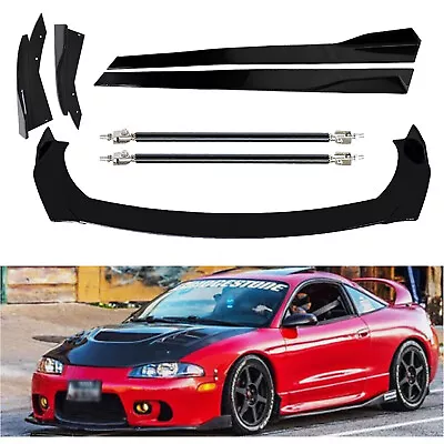 Front Bumper Lip Spoiler Splitter For Mitsubishi Eclipse Side Skirt Glossy Black • $99.99