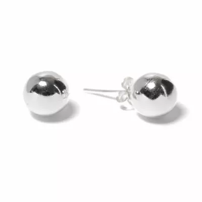 Sterling Silver Stud Earrings 8 Mm Simple Round Bead Ball Studs - 81stgeneration • $23.09