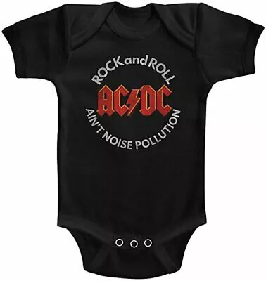 Official AC/DC Rock And Roll Noise Pollution Black Babygrow Bodysuit ACDC Romper • £14.95