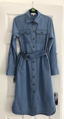 Warehouse Long Sleeve Blue Denim Shirt Dress - Size 8 - Perfect Condition • £7.99