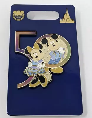 $14.99 • Buy Walt Disney World Magic Kingdom 50th Anniversary Mickey And Minnie Pin NEW