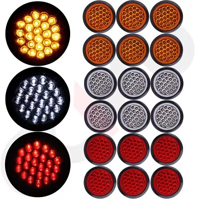 For Truck Trailer 6xWhite 6xAmber 6Red 4  Round 24LED Stop Turn Tail Brake Light • $57.19