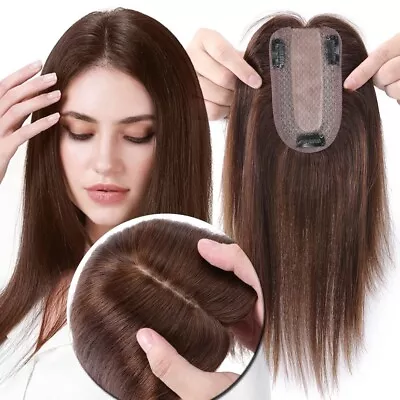 MY-LADY Human Hair Toppers Real Remy Hair 150% Density 12 Inch #4 Medium Brown • $29.99