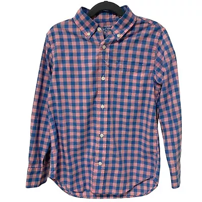 Crewcuts J. Crew | Boys Button Down Shirt Plaid Pink Blue - Size 6 7 • $9.99