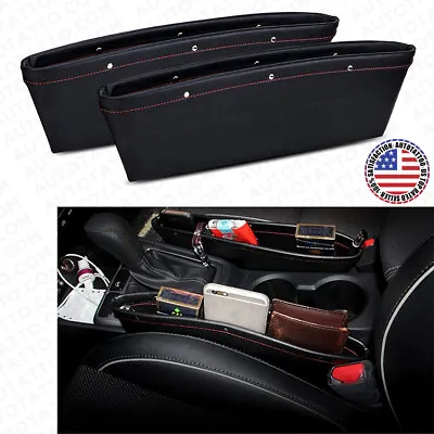 2x Leather Catch Caddy Car Seat Console Gap Filler Side Organizer Pocket Storage • $14.99