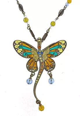 Plique A Jour Butterfly Necklace Translucent Enamel Stained Glass Jewelry 7006 • $29.99