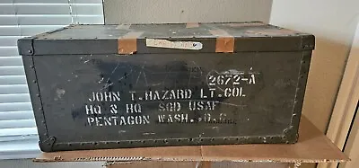 Lt Col Jonh T Hazard Military TRUNK Army USAF Chest Foot Locker WWII Pentagon • $399