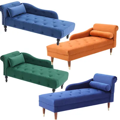 Deluxe Velvet Armchair Recliner Sleep Chaise Longue Buttons Tufted SofaBed Chair • £249.95