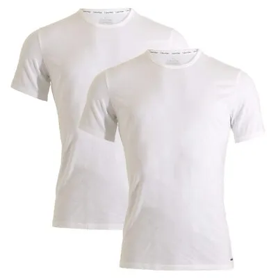 Mens Calvin Klein ID  Crew Neck Slim Fit T-shirt 2 Pack Cotton Tee Size Small • £8.99