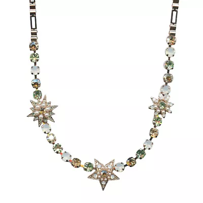 Mariana Necklace Floral Star In Chrysolite White Opal Golden Shadow & Pearl... • $214