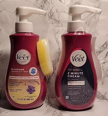 (2) VEET In Shower Body Hair Removal Cream & 2 Minute Hair Removal Cream 13.5 Oz • $17