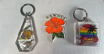 Vintage 80s Keychain Hawaii - X2 Key Chain Rings & 1 Magnet - Vintage Lot Of 3 • $8.99