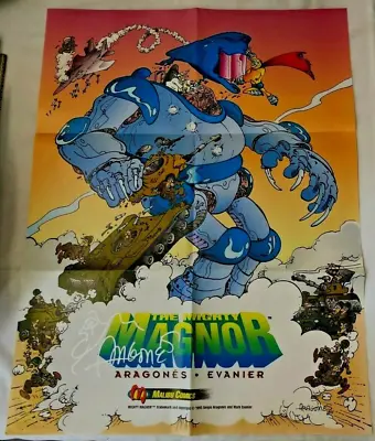The Mighty Magnor 1993 PROMO Poster Signed By Aragones & Death Of Groo Novel • $85