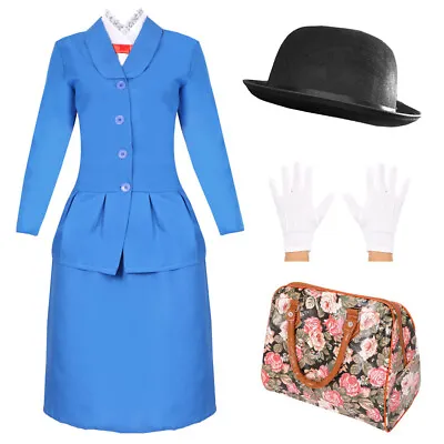 Ladies Magical Nanny Costume Tv Film Character Book 1960's Victorian Fancy Dress • £18.99