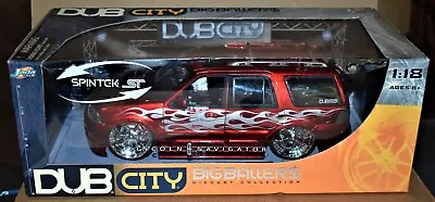 Jada Dub City Big Baller$ 1/18 Lincoln Navigator Red W/ Silver Fire Preowned NIB • $85