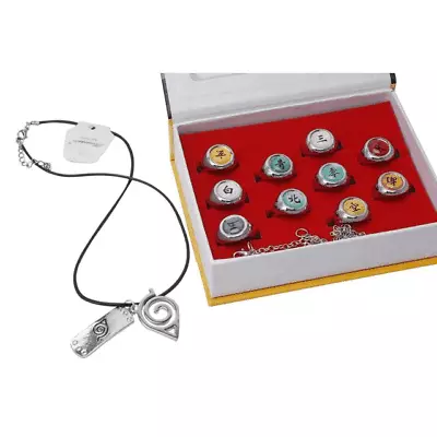 Naruto Akatsuki Rings Set 10pcs With Necklace And Chain Cosplay Itachi Gift Box • $13.50