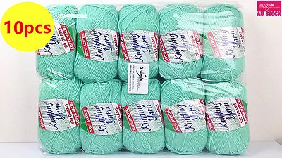 10x NEW Knitting Yarn Crochet Ball Wool Acrylic 100g 8Ply Mint Green WIN-059 • $19.99