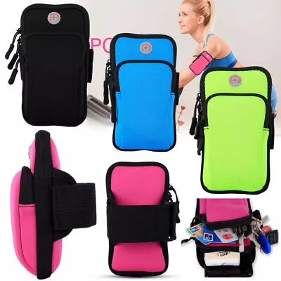 Sports Running Arm Band Mobile Phone Holder Bag Waterproof Gym Exercise Pouch • £7.89