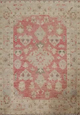 Muted Geometric Oushak Turkish Small 3'x4' Rug Hand-knotted Wool Oriental Carpet • $454