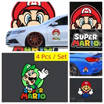 4 X Super Mario Bros Decal Stickers Vinyl Auto Car Truck SUV Window Scratch • $6.95