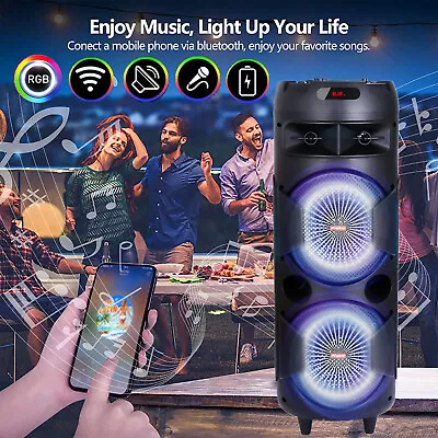 4000W Bluetooth Speaker Dual 6.5  Rechargable Subwoofer Party FM Karaok DJ LED  • $55.99