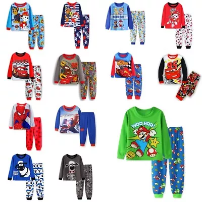 Kids Cartoon Pajamas Set Boys Girls Long Sleeve T-shirt Pants Sleepwear 2pc Set • $19.99