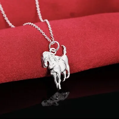 Women's Fashion Jewelry Silver Horse Mustang Pendant Necklace 439 • $11.66