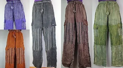 S-5XL UNISEX Cotton Trousers Hippy Boho Yoga Pants Wide Festival Casual HT16 • £22.99