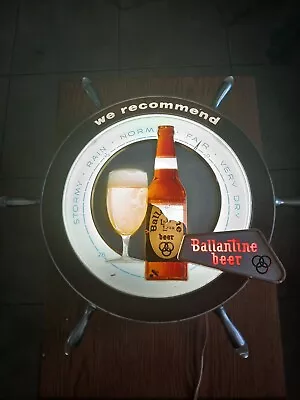 Vintage Lighted Ballantine Beer Ships Wheel Barometer Sign Rare Works • $30